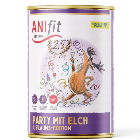 Dog Accessories Wet pet food Party with elk (Party mit Elch) 400g 6 Piece -1- Anifit